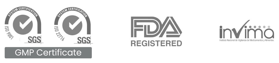 Logos SGS FDA Invima certificados Neroli